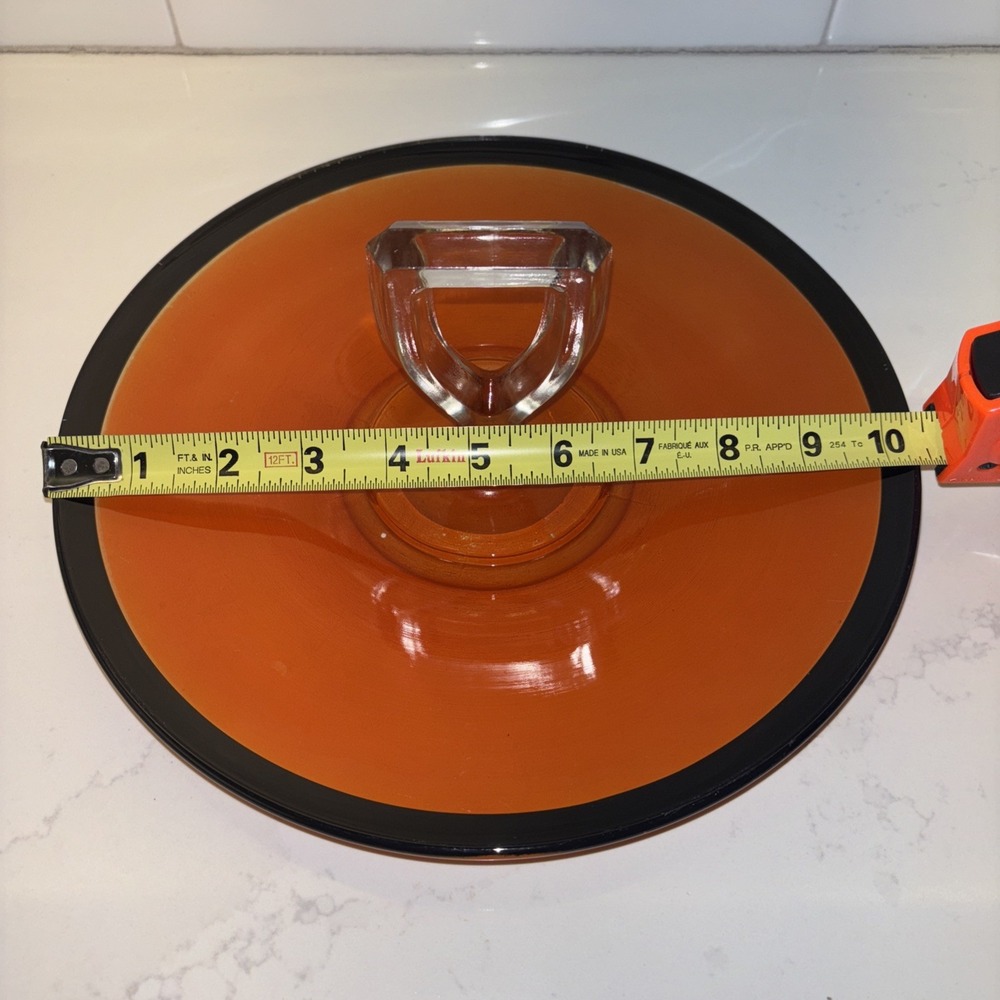 MCM Art Deco Orange & Black Catch All Trinket Tray Or Halloween Candy Holder - Picture 6 of 8